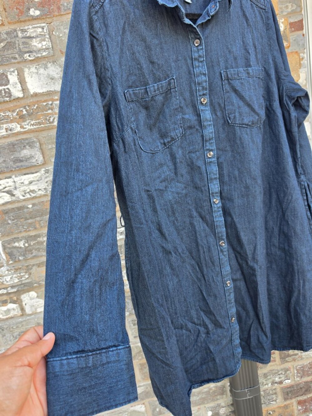 And a Way Dark Wash Chambray Button Front Shirt Dress XXL 100% Cotton - Picture 4 of 14